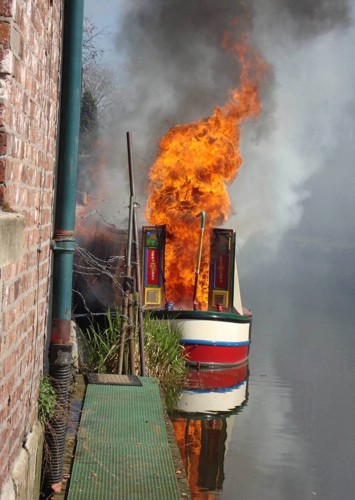 Boat on fire