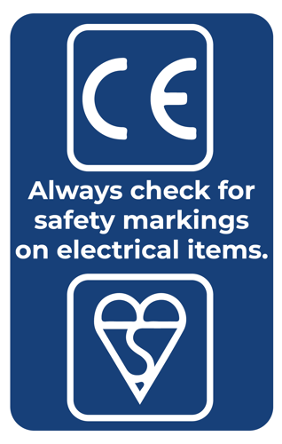 Graphic showing electrical product safety markings