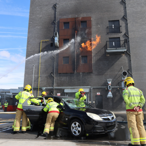 Firefighter Recruits live demonstration at Pass Out Ceremony